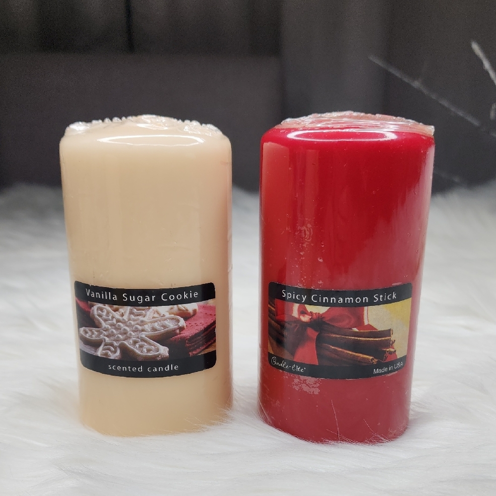 Candle-lite Vanilla Sugar Cookie Spicy Cinnamon Stick Scented Pillar Candle Set